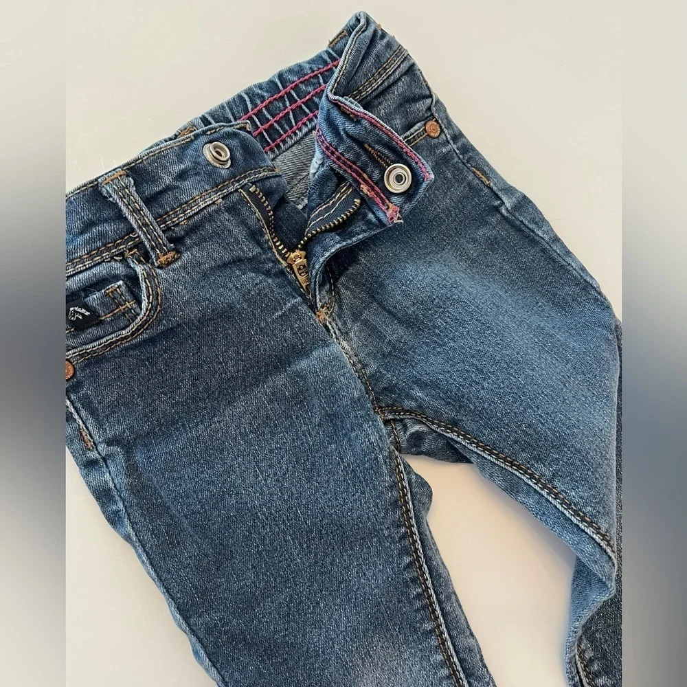 ⚡️4/$20⚡️ Jordache Girls Dark Blue Skinny Kids Jeans Snap Button, Baby 18 MTH